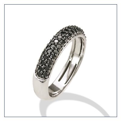 anello mezza fedina con diamanti neri