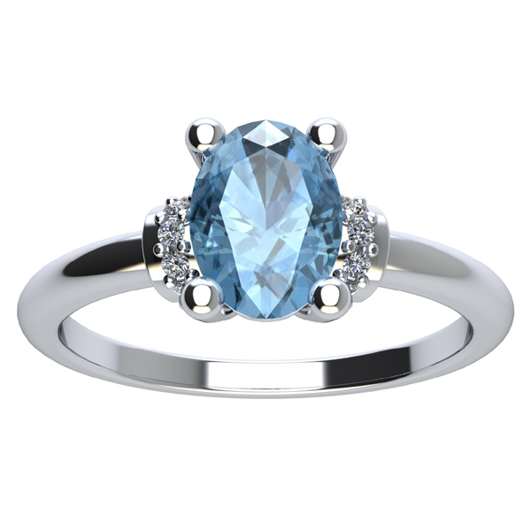 ANELLO IN ORO BIANCO CON ACQUAMARINA E DIAMANTE NATURALE TAGLIO BRILLANTE