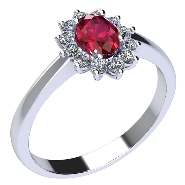 anello con rubino e diamanti