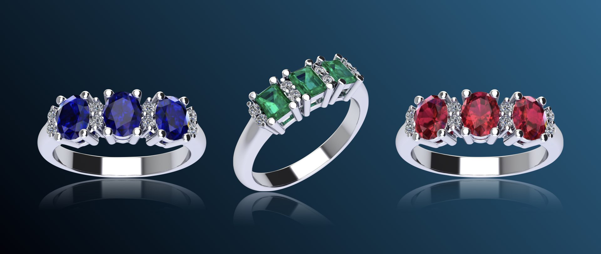 Anello trilogy con pietre preziose