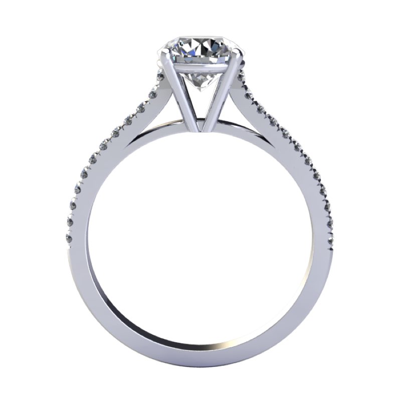 Montatura anello solitario V con diamanti sul gambo Torinogioielli
