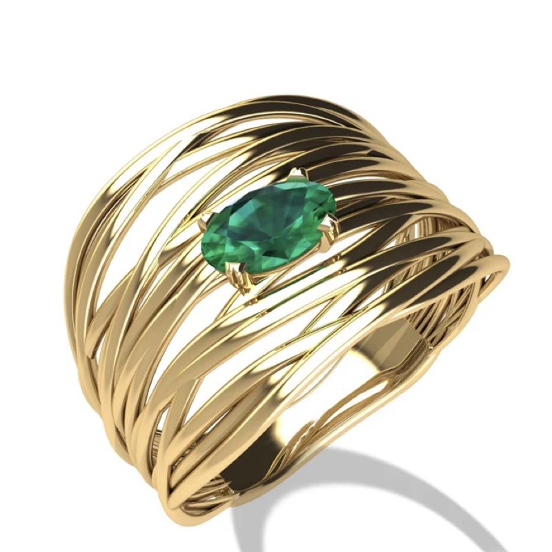 anelli con smeraldi in oro giallo