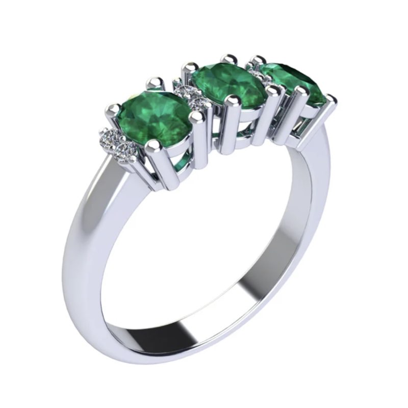 anelli trilogy con smeraldi e diamanti