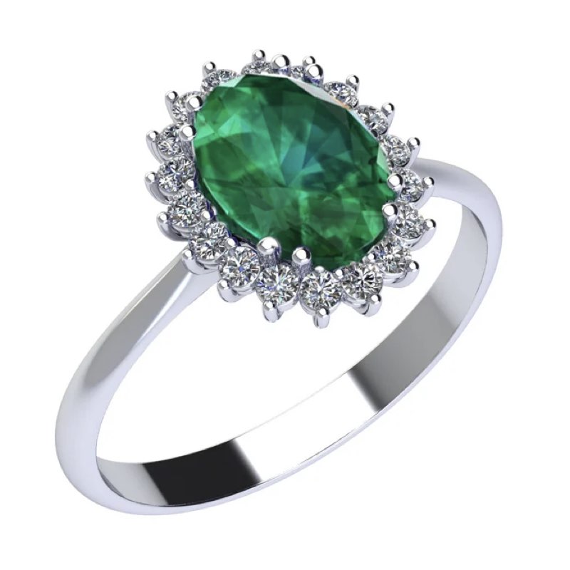 anello con smeraldo e diamanti di contorno