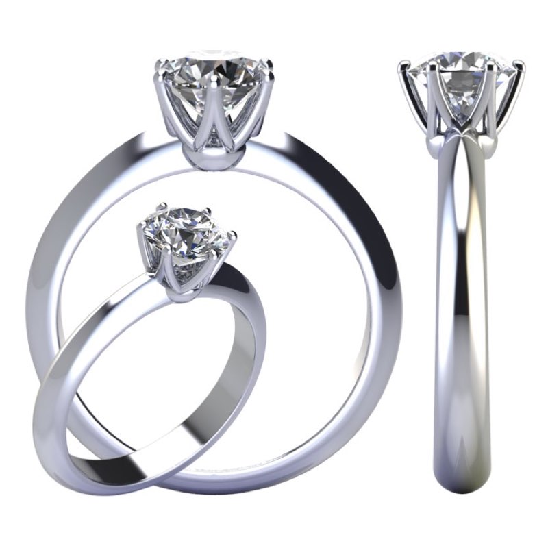 incassatura di un diamante in anello a 6 griffe.