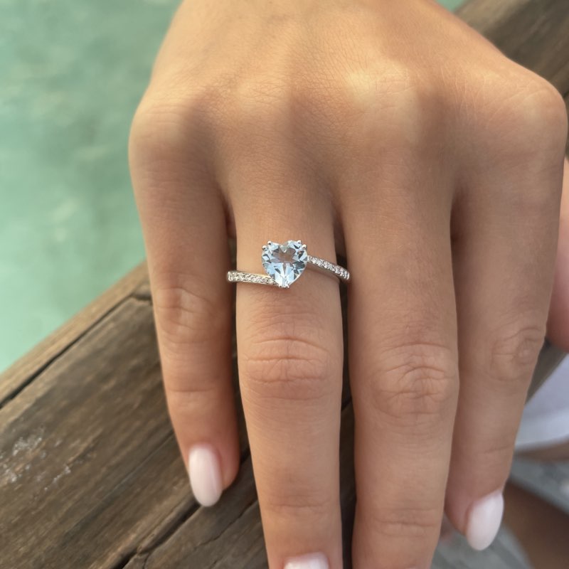 Anello cuore deals acquamarina