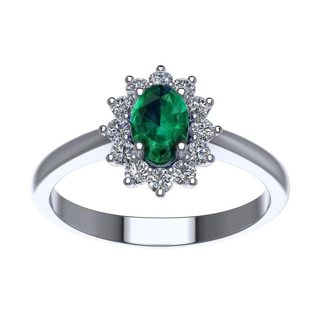 anello fiore diamanti con smeraldi
