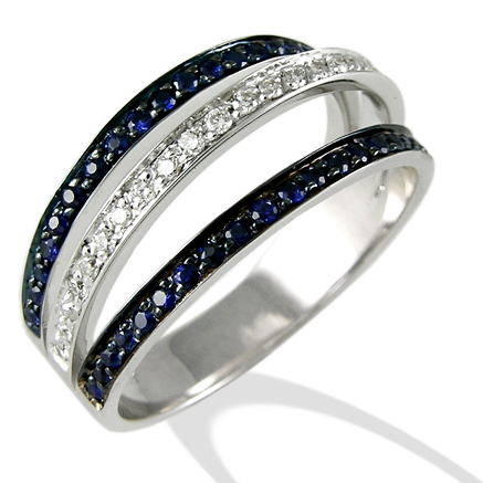 anello con zaffiri taglio brillante e diamanti