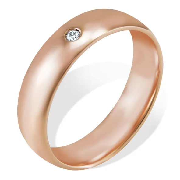 Fede nuziale in oro rosa satinato 18 carati con diamante incastonato, design elegante e minimalista firmato TorinoGioielli Fammi sapere se vuoi usarla su una pagina specifica o se ti serve anche una descrizione prodotto o post social coordinato.