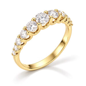 mezza veretta con diamanti a scalare realizzata in oro giallo realizzata da Torinogioielli.