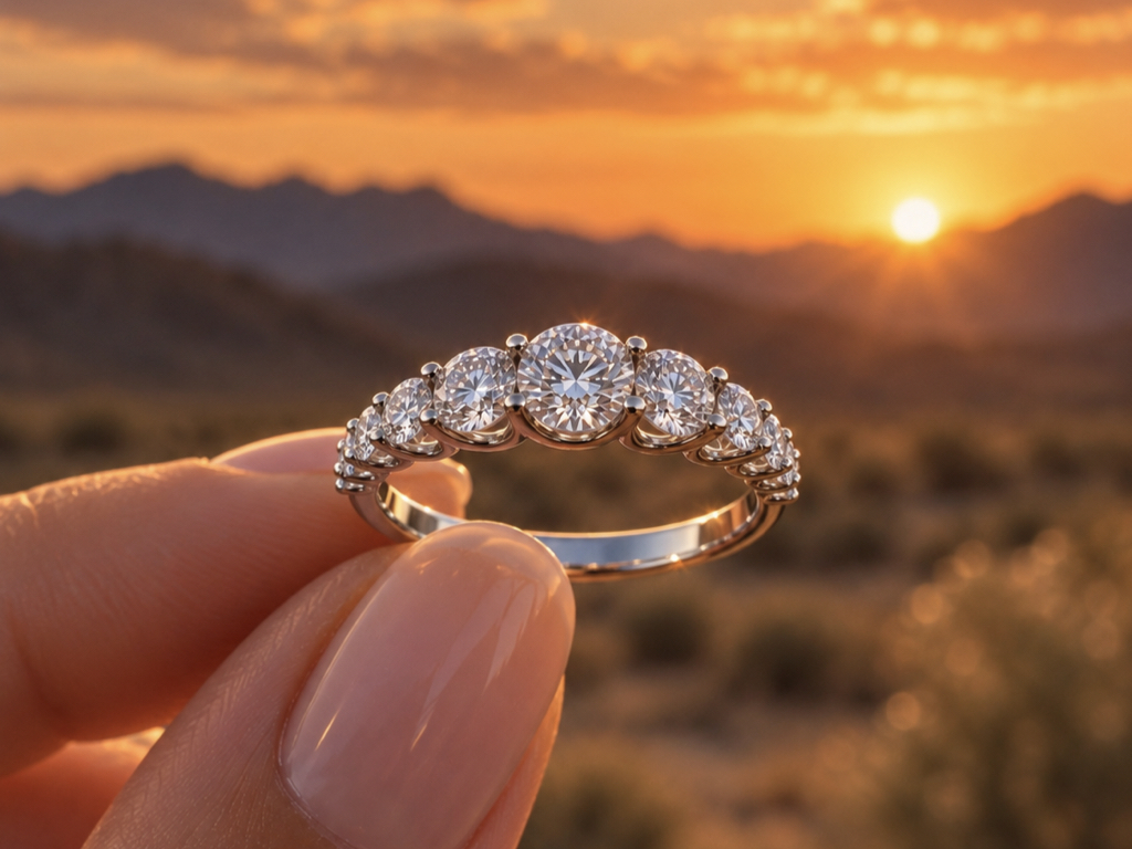 Mezza veretta con diamanti a scalare in oro bianco. Mezza veretta con diamanti a scalare in oro bianco.