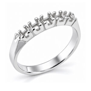 Montatura fedina con 5 Diamanti realizzata su misura in oro bianco 18 carati.