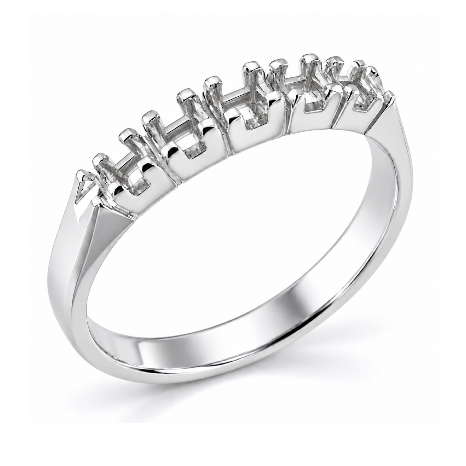 Montatura fedina con 5 Diamanti realizzata su misura in oro bianco 18 carati.