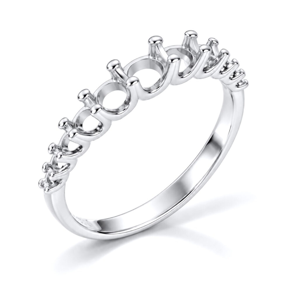 Montatura mezza veretta con diamanti in oro bianco 18 carati realizzata da Torinogioielli.