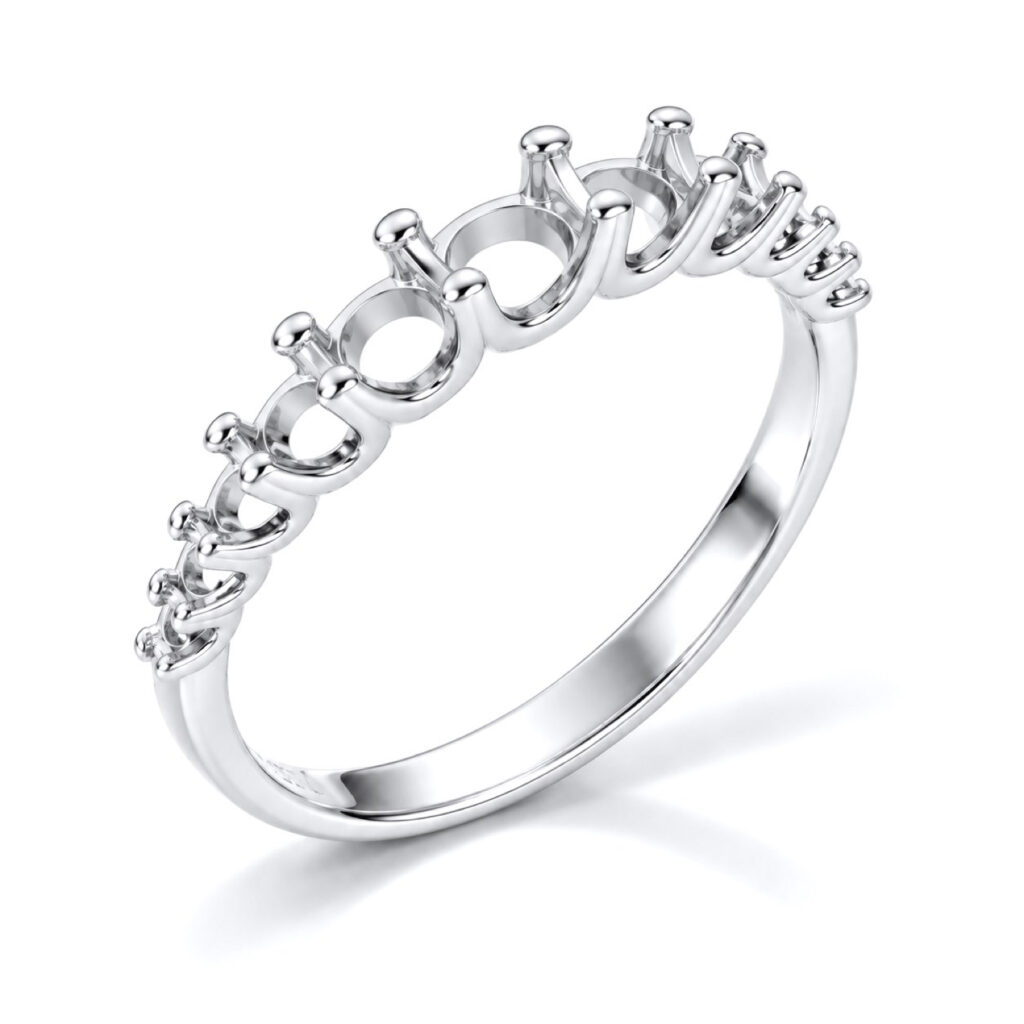 Montatura mezza veretta con diamanti in oro bianco 18 carati realizzata da Torinogioielli. Montatura mezza veretta con diamanti in oro bianco 18 carati realizzata da Torinogioielli.